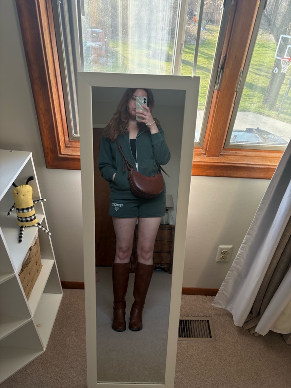 Forest Green Zip Hoodie and Shorts Set